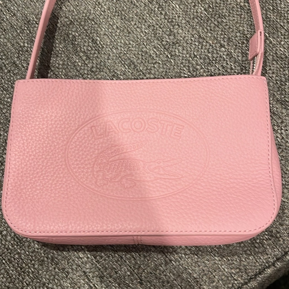 Women’s Croco Crew Grained Leather Shoulder Bag PINK - Picture 2 of 5